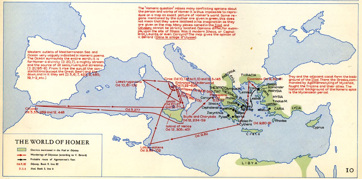 route map of the Odyssey